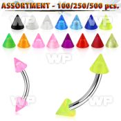 4b2e0t surgical steel micro bananas 1 2mm 3mm acrylic uv cones eyebrow piercing