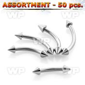 4b2e94 surgical steel micro bananas 2 5mm cones eyebrow piercing