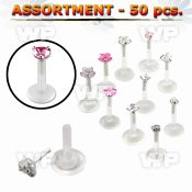 4b2eel of bio flex labrets 1 2mm silver 925 top 3mm prong set belly piercing