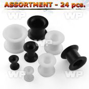 4b2et0 of black or white ultran thin silicon double flare flesh ear lobe piercing