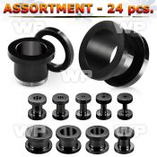 4b2ez of black ion plated surgical steel screw fit flesh tunnel ear lobe piercing