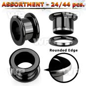 4b2k0s black ion plated surgical steel screw fit flesh tunnel ear lobe piercing