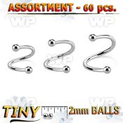 4b2ke96 surgical steel spiral 1mm 2mm ball eyebrow piercing