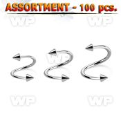 4b2kkp4 surgical steel spiral 1 2mm 2 5mm cones eyebrow piercing