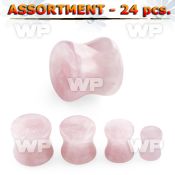 4b2kl0 of real rose quartz double flare stone plugs ear lobe piercing