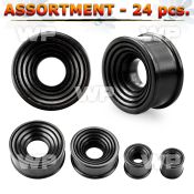 4b2klp of black black areng wood double flared flesh tunnel coni ear lobe piercing