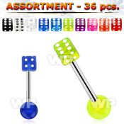 4b2kpe bulk 36 pcs of 316l steel tongue bar 1 6mm 5mm acrylic tongue piercing