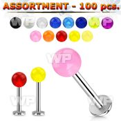4b2kzs of surgical steel labret studs 1 6mm 5mm acrylic uv ball belly piercing