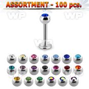 4b2ps surgical steel labret studs 1 2mm 3mm press fit jewel lower lip piercing