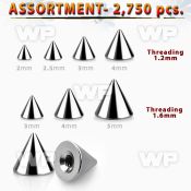 4b2se0 2750 pcs of surgical steel cones in sizes from 2mm to 5mm
