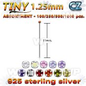 4b2se9 silver 925 un bent nose stud 1 25mm round prong set cz nose piercing