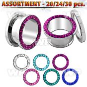 4b2sep surgical steel flesh tunnel ferido glued multi crystal ear lobe piercing