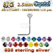 4b2sk9 silver 925 l shaped nose studs 2 5mm round prong set crys nose piercing
