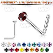 4b2spe silver 925 l shaped nose studs 2mm round prong set crysta nose piercing