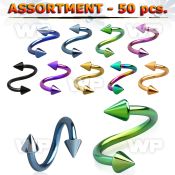 4b2spk of ion plated surgical steel spirals 1 2mm 3mm cones eyebrow piercing