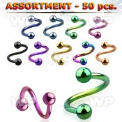 4b2spz of ion plated surgical steel spirals 1 2mm 3mm ball eyebrow piercing