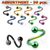 4b2spz of ion plated surgical steel spirals 1 2mm 3mm ball eyebrow piercing