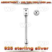 4b2ss9 silver 925 nose bone 1mm ball shaped top nose piercing