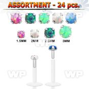 4b2stp wholesale lot 24 pcs of clear bio flex labret studs w lower lip piercing