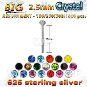 4b2sz0 silver 925 un bent nose stud 2 5mm round crystal top nose piercing