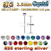 4b2sz0 silver 925 un bent nose stud 2 5mm round crystal top nose piercing