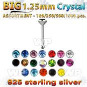 4b2szz silver 925 nose bone 2 5mm round crystal top nose piercing