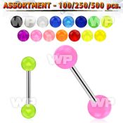 4b2z00 surgical steel tongue bars 1 6mm 6mm acrylic uv balls tongue piercing