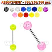 4b2z0s surgical steel tongue bars 1 6mm 5mm acrylic uv balls tongue piercing