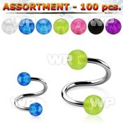 4b2ze surgical steel spirals 1 6mm 5mm acrylic uv bubble balls ear lobe piercing