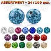 4b2zel 5mm multi crystal ball s1 6mm threading clear epoxy cov belly piercing