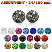 4b2zey 4mm multi crystal ball s1 6mm threading clear epoxy cov belly piercing