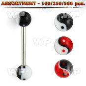 4b2zk0 surgical steel tongue bars 1 6mm 6mm acrylic ying yang tongue piercing