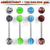 4b2zkl surgical steel tongue bars 1 6mm 6mm vertical zebra stri tongue piercing