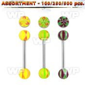 4b2zky surgical steel tongue bars 1 6mm 6mm acrylic flower ball tongue piercing