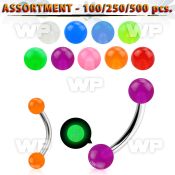 4b2zs9 surgical steel micro bananas 1 2mm 3mm glow in the dark eyebrow piercing