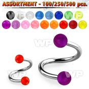 4b2zsk surgical steel eyebrow spirals 1 2mm 3mm acrylic uv ball eyebrow piercing