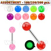 4b2zss surgical steel tongue bars 1 6mm 6mm glow in the dark tongue piercing