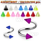 4b2zsz surgical steel eyebrow spirals 1 2mm 3mm acrylic uv cone eyebrow piercing