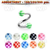 4b2zte surgical steel eyebrow spirals 1 2mm 3mm acrylic checker eyebrow piercing