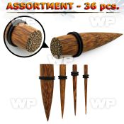 4b2zty 36 pcs of coconut wood tapers silicon o ring ear lobe piercing