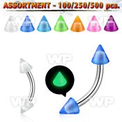 4b2zyp surgical steel micro bananas 1 2mm 3mm glow in the dark eyebrow piercing