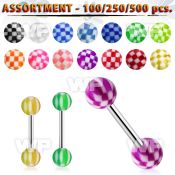 4b2zys surgical steel tongue bars 1 6mm 6mm acrylic checker bal tongue piercing