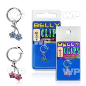 4b6mdb6k fake belly clip dangling twin flower design belly piercing