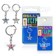4b6mr37a fake belly clip rhodium plated star dangle belly piercing