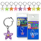 4b6mrepk fake belly clip dangling stylish acrylic flower belly piercing
