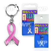 4b6mreps fake belly clip dangling pink ribbon belly piercing