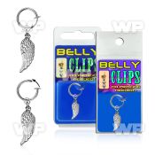 4b6ms9z fake belly clip dangling bird wing belly piercing