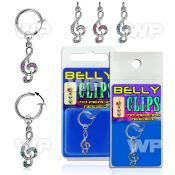 4b6msly fake belly clip dangling musical note belly piercing