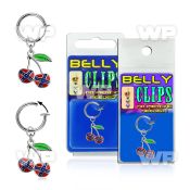 4b6msp0 fake belly clip dangling cherry painted in colors of the belly piercing