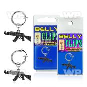 4b6myze2 fake belly clip dangling black plated miniature ak47 belly piercing